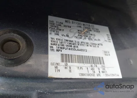 2005 Ford Expedition Nbx/Xlt z USA, uszkodzony, nr VIN 1FMPU16535LA45513